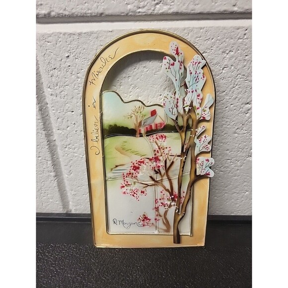 Signed R. Morgan 3D Metal Tin "I Believe In Miracles" Wall Art Decoration7.5"x4" - Picture 1 of 6